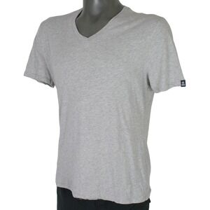 Psycho Bunny Heather Gray Tail Crest V-Neck Womens Shirt Size L